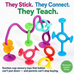 Nuevo Mordedor de Silicona Colorido Sin BPA con Ventosa Montessori, Juguetes de Dentición, Novedad 2026, Juguete Sensorial de Aprendizaje para Niños Pequeños - Product Image 1