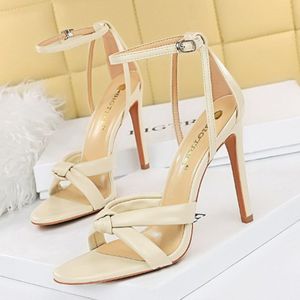 Strappy Lace <b>up</b> Sexy Female Shoes <b>Open</b> Toe Chunky Trendy Women's Brown Heels - Product Image 3