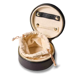 Nouveauté : Boîte de rangement à bijoux ronde portable haut de gamme avec fermeture éclair, taille 10x10x5cm et emballage pour bagues - Product Image 2