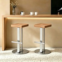 Tabouret de bar haut de gamme minimaliste de style méditerranéen avec structure en fer forgé, hauteur fixe, idéal pour les salons de thé/café et les îlots de cuisine