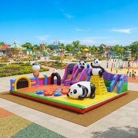 Parc de jeux gonflables commercial géant sur le thème des pandas, parc d'attractions gonflable