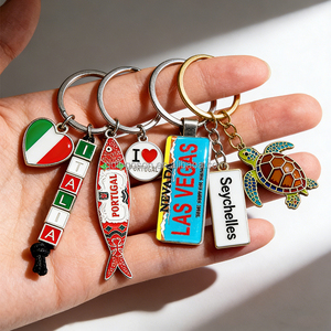 Porte-clés <span class=keywords><strong>en</strong></span> métal personnalisé OEM <span class=keywords><strong>en</strong></span> gros, souvenirs <span class=keywords><strong>de</strong></span> villes et pays variés, style Italie, <span class=keywords><strong>Las</strong></span> <span class=keywords><strong>Vegas</strong></span>, plaque d'immatriculation, dés, tortue, touristique, mode, vintage - Product Image 1