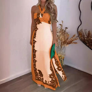 2025 estate nuovo stile europeo americano transfrontaliero con scollo all'americana Sexy Color Block moda vacanza abito lungo <span class=keywords><strong>Casual</strong></span> - Product Image 3