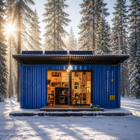 Maison préfabriquée moderne en conteneur maritime de 20 pieds, villa modulaire imperméable avec système solaire