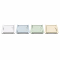 Assiette de service en mélamine personnalisée d'usine, motif floral lotus, bord gris, format A5, vente en gros