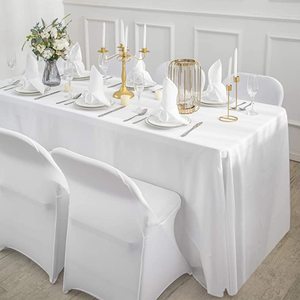 90x156 Plain Polyester Tablecloth Rectangular White 90x132 180gsm Polyester <strong>Table</strong> <strong>Cloth</strong> for Events - Product Image 1