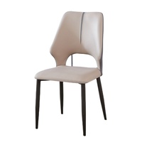Chaise de salle à manger sans accoudoirs en cuir PU avec dossier et assise rembourrée, structure en fer, style moderne et léger pour la maison, le bureau et les salons