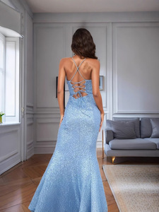 Nuevo Vestido de Noche para Fiesta, Estilo Europeo y Americano, con Abertura y Tirantes de Lentejuelas (4 Colores) - Product Image 4