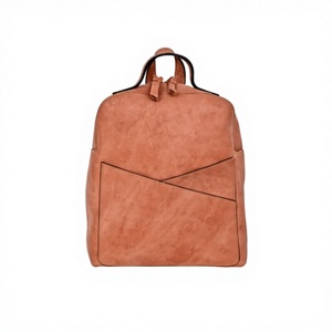 Unisex <b>Kids</b> <b>Backpack</b> High Quality Fashionable Vintage Style Genuine Leather Polyester Lining Soft Travel Bag Zipper Closure - Product Image 1