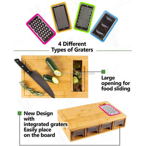 Planche à découper en bois <span class=keywords><strong>de</strong></span> bambou, avec râpe et tiroirs <span class=keywords><strong>de</strong></span> rangement - Product Image 2