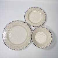 Ensemble d'assiettes et de bols en mélamine 12 pièces-Vaisselle incassable d'extérieur pour camping/pique-nique Design floral abstrait Vente en gros