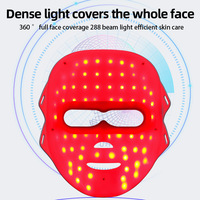 Masque de beauté LED à 7 couleurs pour le rajeunissement de la peau, soin du visage, 72 perles LED, 288 faisceaux lumineux, masseur facial