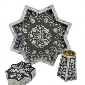 Contemporary Elegant Pearl Glow Handmade Eco-Friendly Customizable Incense Burner Set Crafted Mother Pearl Inlay Arabic <b>Homes</b> - Product Image 1