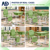 Ensemble de chaise de bureau ergonomique réglable pour étudiant, avec cadre en acier inoxydable, station d'étude inclinable, repose-pieds, mobilier scolaire