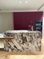 Luxe Calacatta Viola Marbre Cuisine Île Table Top Pierre Bureau Réception Hôtel Marbre Réception Comptoir Décoration