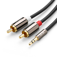 Câble UGREEN 3,5 mm vers RCA, adaptateur audio RCA mâle vers Aux, adaptateur jack casque HiFi, coque métallique RCA
