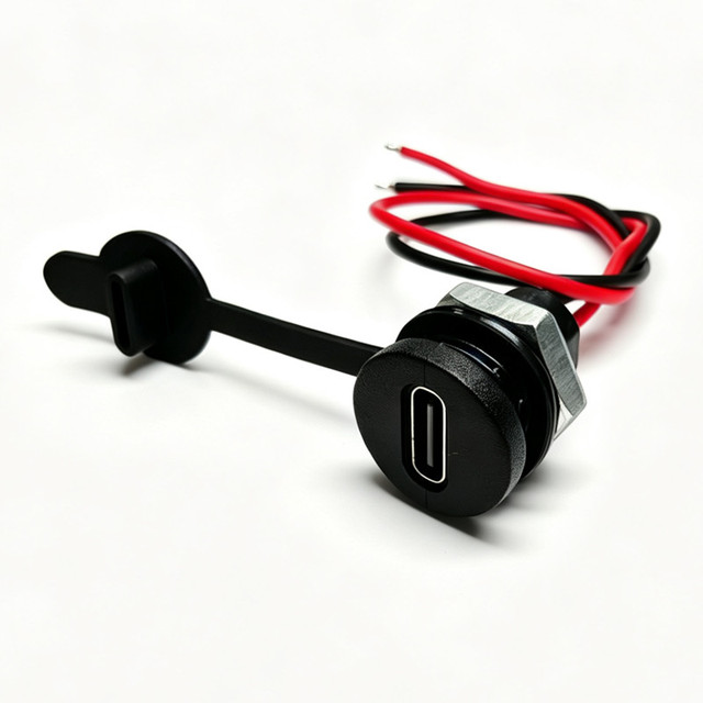 Round Shape Screw Locking Charging Socket USB Type C Female 2Pin USB Connector High Current 2P Connector Device Plug With Cover