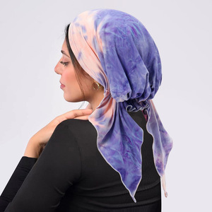 Venta al por mayor nuevo sombrero de cinta simple arco flor tela dos colas Tie-Dye gorra de <span class=keywords><strong>quimioterapia</strong></span> <span class=keywords><strong>verano</strong></span> lona Material de poliéster - Product Image 6