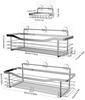 Panier de douche 3 pièces en acier inoxydable avec porte-savon pour le rangement de la salle de bain Nickel brossé