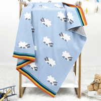 Couverture en coton tricotée pour bébé motif mouton mignon, serviette de bain, tissu d'emmaillotage, couette pour nourrissons, couverture de poussette