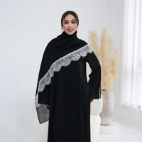 Nouvelle Robe Abaya Grande Taille 2026 avec Bordure en Dentelle et Hijab Assorti, Ensemble 2 Pièces, Manches Longues, Coupe Ample, Vêtements Islamiques Modestes pour Femmes Musulmanes