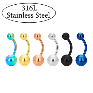 Anneau de <span class=keywords><strong>nombril</strong></span> chirurgical en acier inoxydable 316L 14G barre de 10mm conception simple haltère incurvé <span class=keywords><strong>nombril</strong></span> <span class=keywords><strong>Piercing</strong></span> femmes bijoux de corps - Product Image 2