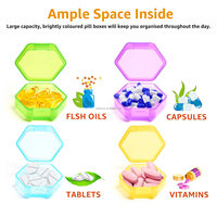 Paquete de 3 piezas Mini pequeño lindo separado transparente colorido en forma de diamante organizador de pastillas caja de almacenamiento de medicamentos