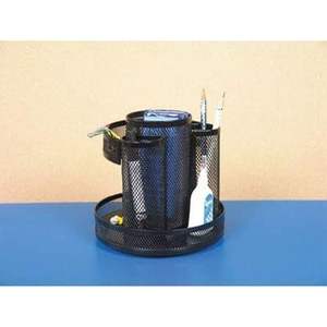 Organizador Giratorio Universal de Escritorio de Metal Negro con Malla, 8 Compartimentos, 6.5 Pulgadas de Diámetro x 6.13 Pulgadas de Alto, Embalaje en Caja para Uso en Oficina - Product Image 1