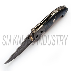 Couteau de poche multifonctionnel en acier, pliant fait main de damas avec étui en cuir (smk1232) couteau multifonctionnel en acier, couteaux Sm en bois PK - Product Image 3