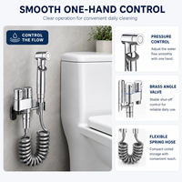 Ensemble de pulvérisateur de bidet haute pression avec pulvérisateur manuel en laiton SUS304, vanne un entrée deux sorties et tuyau G1/2 pour toilettes
