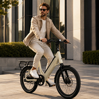 Vélo Électrique Urbain ZUMI OEM ODM 20 Pouces à Cadre Bas, Vélo de Ville pour Commuter avec Porte-Bagages Arrière, Transmission par Courroie et Freins à Disque pour Adultes
