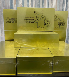 Boîte scellée Pokémon, version japonaise originale PTCG, <span class=keywords><strong>coffret</strong></span> cadeau <span class=keywords><strong>Pikachu</strong></span> doré 25e anniversaire, objet de collection - Product Image 1