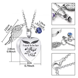 Trendy Edelstahl Herz Urne Anhänger Diamond Link Knochen Asche Feuer bestattung Andenken Gedächtnis Halskette für Familien Haustiere für Geschenke - Product Image 2