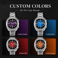 Reloj con Logotipo Personalizado para Hombre, 42 mm, Morado, de Buceo, 20 Bares, Deportivo, de Acero Inoxidable, con Correa de Acero Inoxidable, Corona Atornillada, Relojes OEM