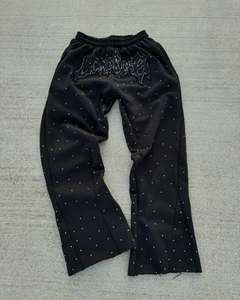 All'ingrosso personalizzato di alta qualità Streetwear cotone pietra lavato ricamo svasato strass <span class=keywords><strong>pantaloni</strong></span> della <span class=keywords><strong>tuta</strong></span> per gli uomini - Product Image 1
