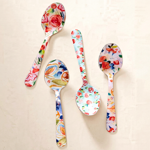 Set of 4 Enameled Metal Spoons Colorful Durable Flatware for Weddings Parties Events Home Dining Bulk Supplier - Product Image 1