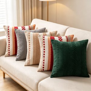 Family Christmas Interior Decor Chenille Square Textured Pillow <b>Cover</b> <b>Sofa</b> Cushion <b>Cover</b> Factory Mass Supply - Product Image 1