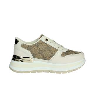 Sneakers con plateau spesso beige in pelle sintetica allacciate da donna Laura Biagiotti, ammortizzate - Product Image 4
