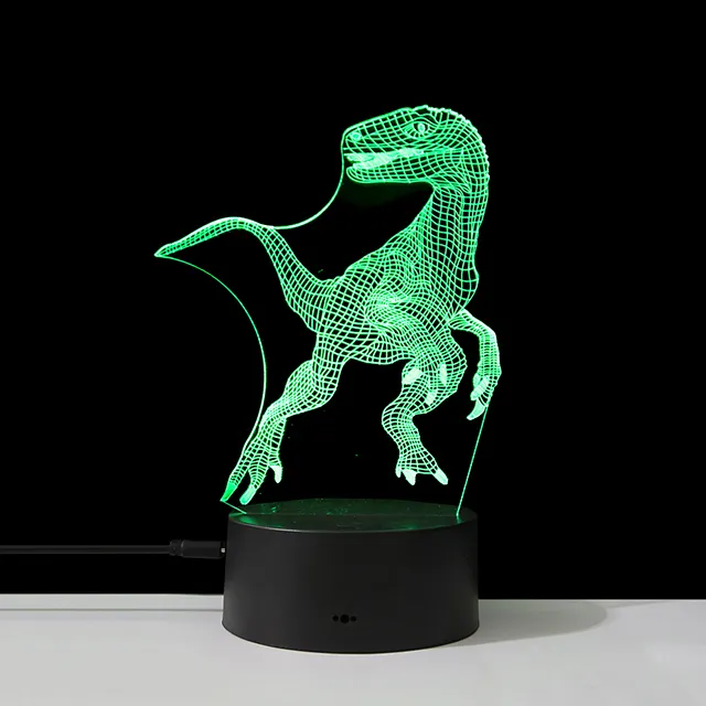3D恐竜LEDイリュージョンランプ3Dオプティカルイリュージョンライト7色マルチカラーUSBホームデコレーション男の子用カラーチェンジ