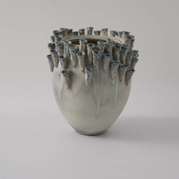 Vase de table en céramique de luxe, fait main, en porcelaine haute température, avec glaçure mate, design texturé artistique, moderne, étanche et unique