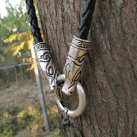 Collier en cuir loup viking pour hommes, pendentif loup nordique, amulette, bijoux vintage punk rétro