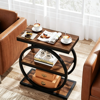 Table basse multifonctionnelle à trois niveaux avec rangement pour petits espaces, structure en métal moderne, plateau en MDF, meubles pour la maison