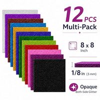 Lot de 12 carrés acryliques pailletés arc-en-ciel de 8x8 pouces pour découpe artisanale et fabrication d'ornements DIY