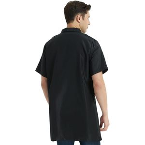 2025 Veste de barbier à manches courtes pour homme Chemise de travail lavable en machine en noir - Product Image 2