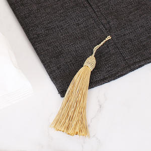 Boîte à mouchoirs en cuir de couleur unie simple, noire, grise, beige, en PVC, pour voiture, avec pochette de rangement pour mouchoirs à tirer et design à pompon - Product Image 5