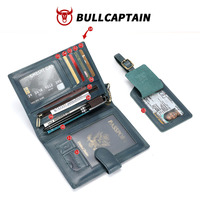 BULLCAPTAIN - Porta Pasaportes de Cuero Genuino Personalizado, Estuche para Documentos de Viaje, Cartera para Tarjetas de Embarque, para Hombre y Mujer, Cartera de Cuero con Protección RFID