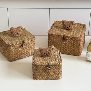 Factory Hot Sale <strong>Small</strong> Wicker Round Storage <strong>Basket</strong> with <strong>Handle</strong> Organizing <strong>Basket</strong> Home Decoration - Product Image 6