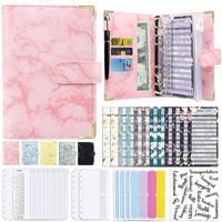 Vente en gros en usine de classeur en cuir PU A6 pour produits laitiers en cuir marbré avec enveloppes à fermeture éclair pour espèces