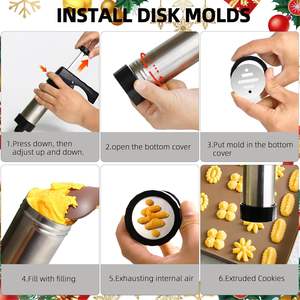 Набор для приготовления печенья и бисквитов: ручной пресс для печенья из нержавеющей стали с 13 формами и 8 насадками для украшения - Product Image 2
