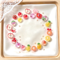 Breloques pour ongles en résine, mini-fruits mignons 3D, pomme, pêche, citron, fruits mélangés, décorations pour ongles, art des ongles transparent kawaii